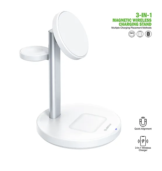 Esoulk - 3-IN-1 Magnetic Wireless Charging Stand [EK-6008WH] - White