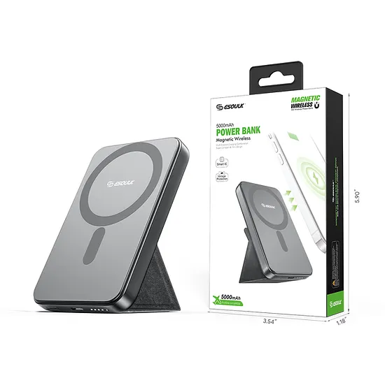 ESOULK Foldable Stand Magnetic Wireless Charging Power Bank 5000mAh [EK-4001BK]