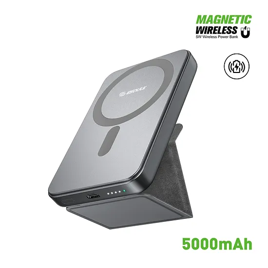 ESOULK Foldable Stand Magnetic Wireless Charging Power Bank 5000mAh [EK-4001BK]