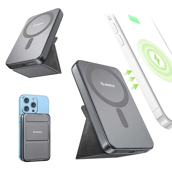 ESOULK Foldable Stand Magnetic Wireless Charging Power Bank 5000mAh [EK-4001BK]