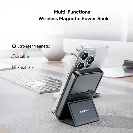 ESOULK Foldable Stand Magnetic Wireless Charging Power Bank 5000mAh [EK-4001BK]