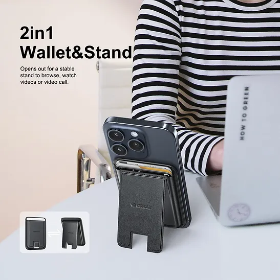 Esoulk - Magnetic Wallet w/Foldable Stand [EK-3005BK] - Black