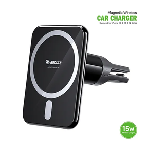 Esoulk - 15W Magnetic Wireless Charger Air Vent Phone Holder [EK-6001BK] - Black