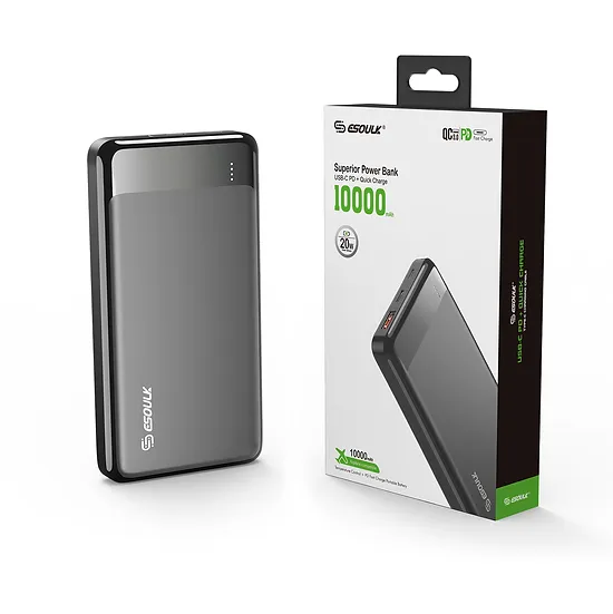 Esoulk - 10000mAh PD20W / QC18W Power Bank [EP26-BK] - Black