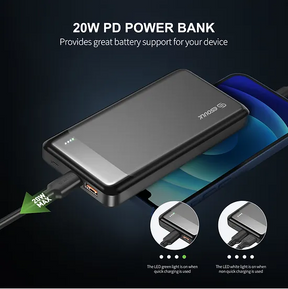 Esoulk - 10000mAh PD20W / QC18W Power Bank [EP26-BK] - Black