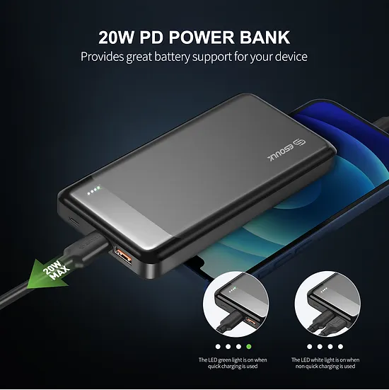 Esoulk - 10000mAh PD20W / QC18W Power Bank [EP26-BK] - Black