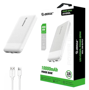 ESOULK - 10,000mAh 2A Dual USB Port Power Bank [EP06P-WH] - White