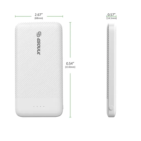 ESOULK - 10,000mAh 2A Dual USB Port Power Bank [EP06P-WH] - White