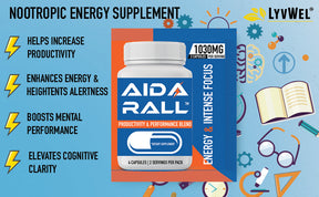 LyvWel Aidarall Intense Focus Capsules - Premium Brain Booster for Laser Focus, Energy & Enhanced Memory - 5-Pack (10 Servings)