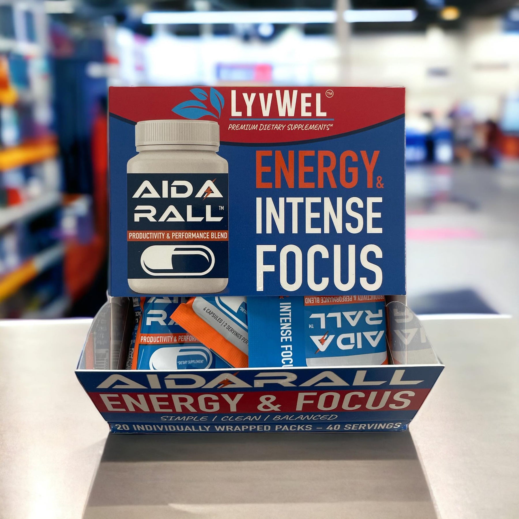 LyvWel Aidarall Intense Focus Capsules - Premium Brain Booster for Laser Focus, Energy & Enhanced Memory - 20-Pack (40 Servings)