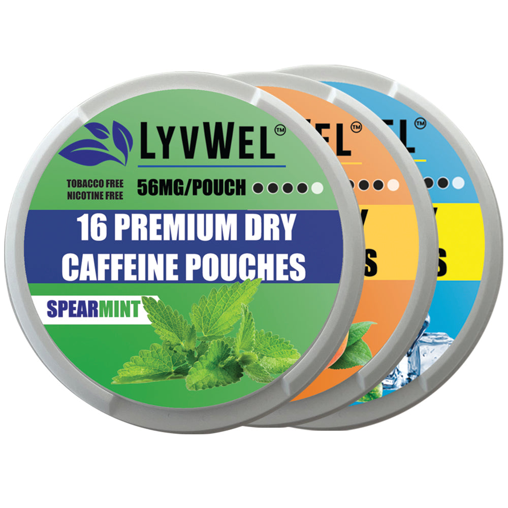 LyvWel Variety 3-Pack 48 pouches 56mg each Coffee Nootropic Energy Pouches