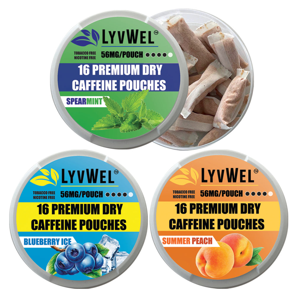 LyvWel Variety 3-Pack 48 pouches 56mg each Coffee Nootropic Energy Pouches