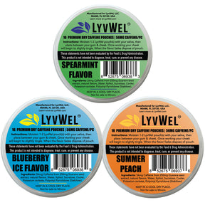 LyvWel Variety 3-Pack 48 pouches 56mg each Coffee Nootropic Energy Pouches