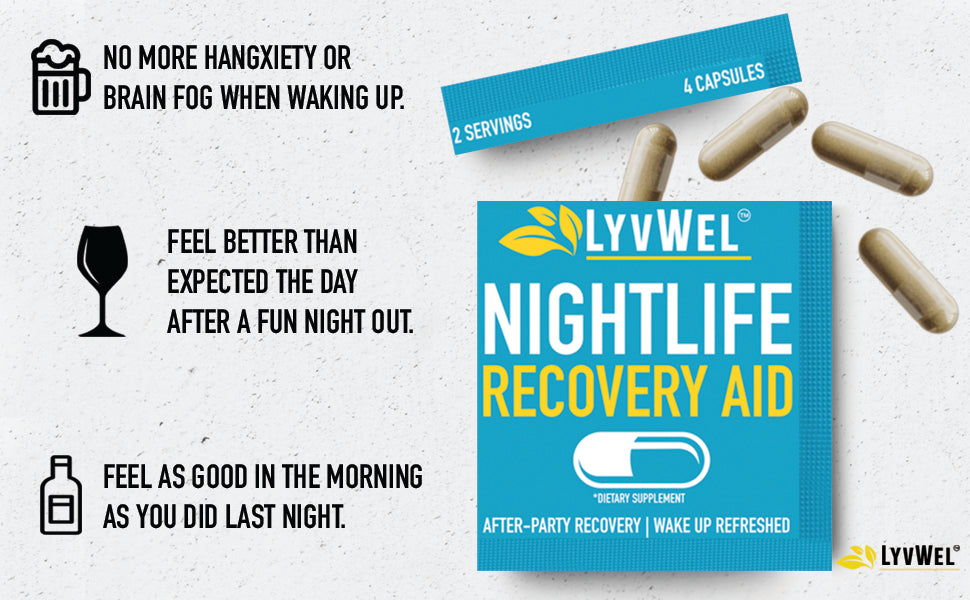 Nightlife Recovery Aid Aka Hangover Remedy / DHM detox / Drinkers vitamin 20 on the go packs | 40 servings | 80 capsules