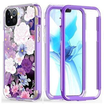 Iphone 12Pro Max ( 6.7 Inch) Flower Design Case Purple