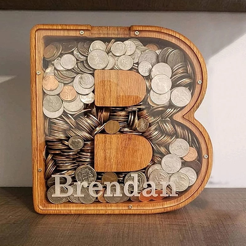 Wood Name Piggy Bank