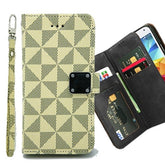 Iphone 13 (6.1 Inch) Checkered Design Wallet Flip Case With Card Slots Beige