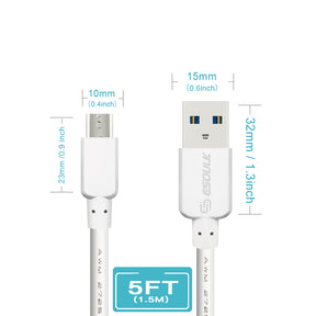 Esoulk Micro 5Feet Charging Cable For Android (Micro/V9) In White