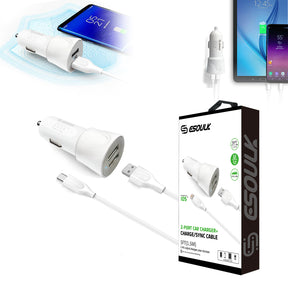 Esoulk Type-C 2-Port Car Charger with 5feet Cable - White