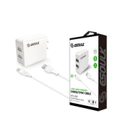 Esoulk Iphone 2-Port Home Charger with 5feet Cable - White