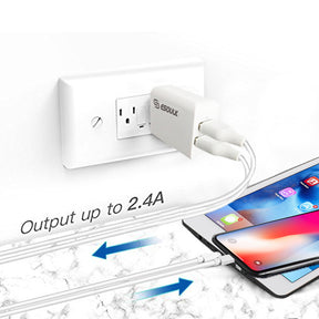 Esoulk Iphone 2-Port Home Charger with 5feet Cable - White