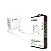 Esoulk Type-C 2-Port Home Charger with 5feet Cable - White