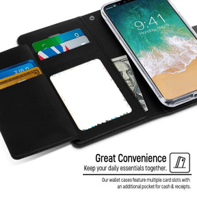 Iphone 7 / 8 / SE Wallet Flip Case with Card Slots Black