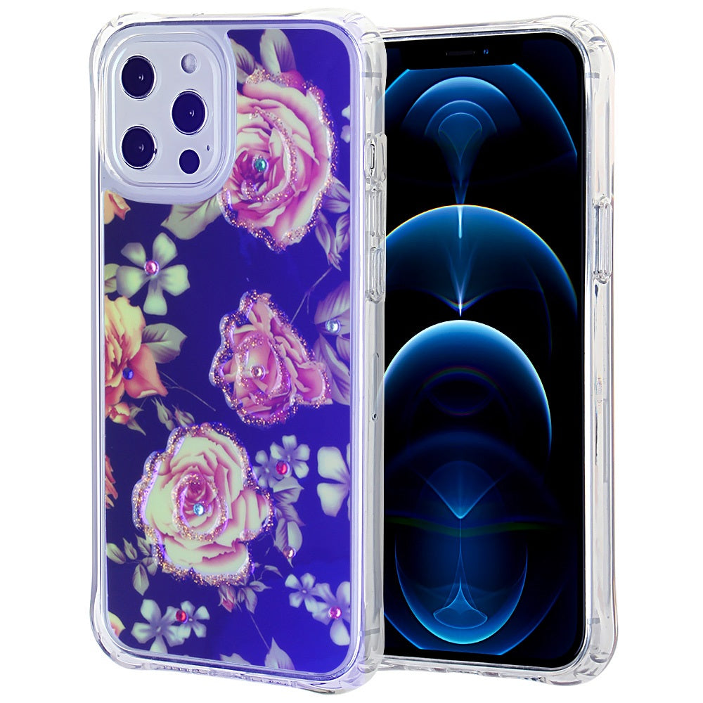 Iphone 12 / 12Pro (6.1 Inch) Design Case Flowers On Blue