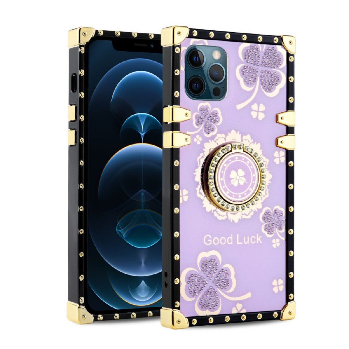 Iphone 12 / 12Pro (6.1 Inch) Diamond Goodluck Ring Case - Purple