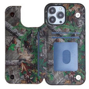 Iphone 12 / 12Pro (6.1 Inch) Camo Backflip Wallet Case Wood