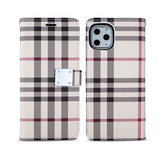 Iphone 11Pro (5.8 Inch) Checkered Design Wallet Flip Case with credit card slots Brown