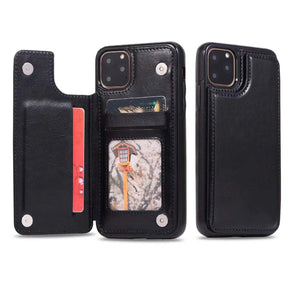 Iphone 12Pro Max ( 6.7 Inch) Leather BackFlip Credit Card Case Black