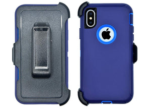 Iphone Xs Max Full Protection Heavy Duty Construction Case In Navy/Light Blue