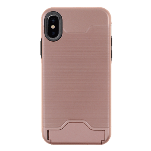 iPhone X / XS Shield Line Hidden Pocket For Cards Case In Rose Gold