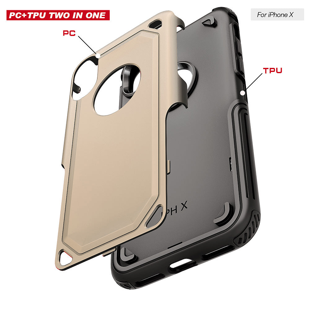 iPhone X / XS Two Piece Shield Force Case In Gold