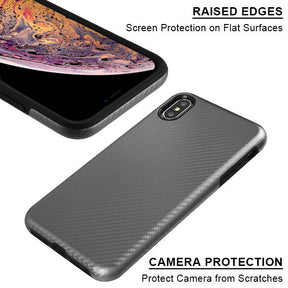 Iphone Xs Max Carbon Fiber Texture Case Grey