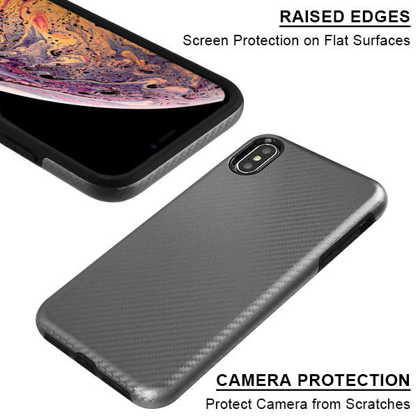 Iphone Xs Max Carbon Fiber Texture Case Grey