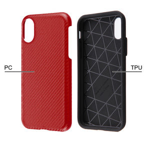 Iphone Xs Max Carbon Fiber Texture Case Red