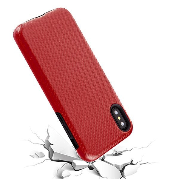 Iphone Xs Max Carbon Fiber Texture Case Red