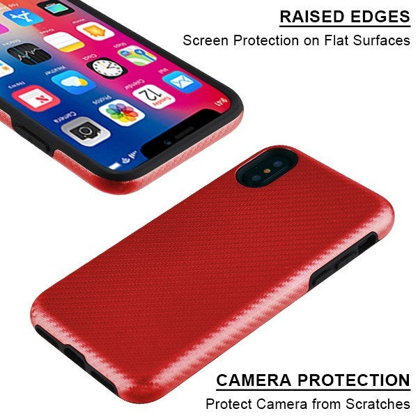 Iphone Xs Max Carbon Fiber Texture Case Red