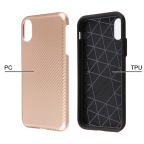 Iphone Xs Max Carbon Fiber Texture Case Rose Gold