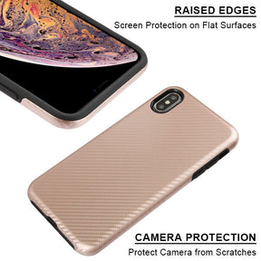 Iphone Xs Max Carbon Fiber Texture Case Rose Gold