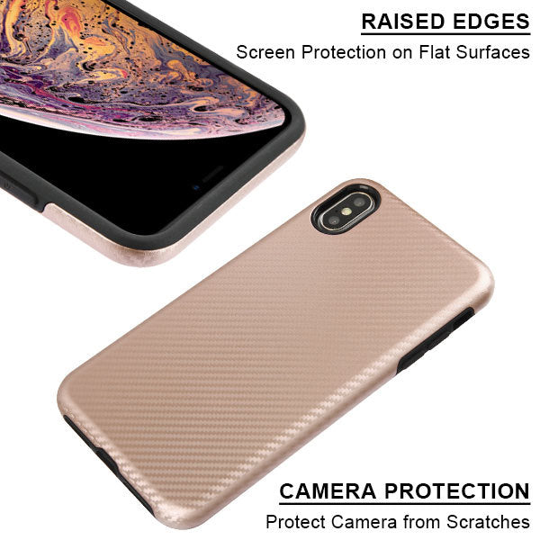 Iphone Xs Max Carbon Fiber Texture Case Rose Gold