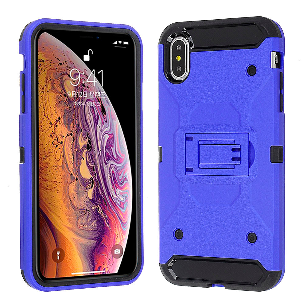 Iphone Xs Max Holster Clip Case With Kickstand In Blue/Black