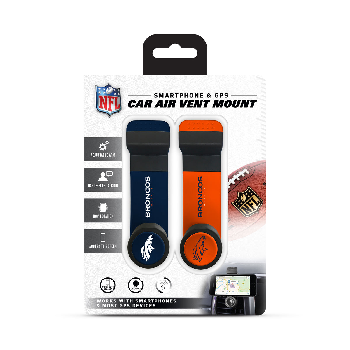 Prime Brands Car Vent Mount NFL Denver Broncos - Dual Pack