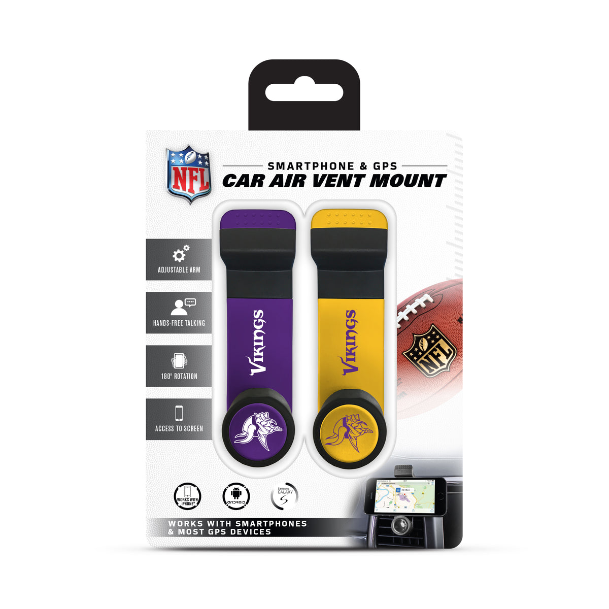 Prime Brands Car Vent Mount NFL Minnesota Vikings - Dual Pack