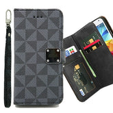 Iphone 13 (6.1 Inch) Checkered Design Wallet Flip Case With Card Slots Black