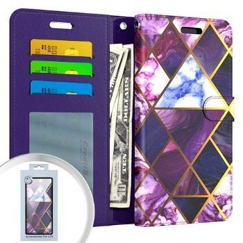 Iphone 11 (6.1 Inch) Wallet Flip Case Marble Design Purple