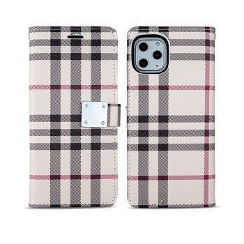 Iphone Xs Max Checkered Design Wallet Flip Case with Card Slots Stripes Beige