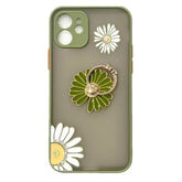 Iphone 12 / 12Pro ( 6.1 Inch) Flower Design Ring Case Green